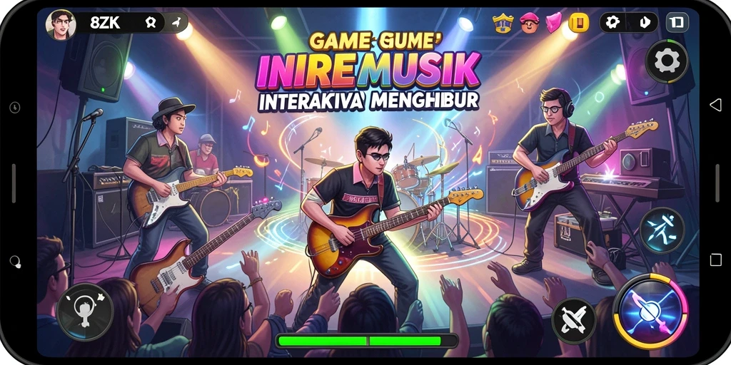 Tampilan gameplay <strong>8ZK</strong> yang dinamis dan interaktif saat bermain musik.