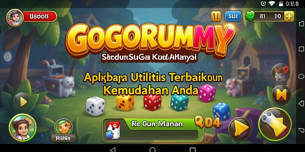 Tampilan utama GOGORUMMY menampilkan fitur utilitas yang sederhana dan efisien.