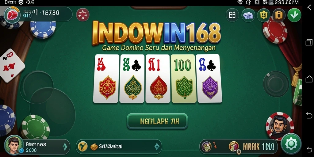 Screenshot INDOWIN168 menampilkan gameplay domino yang seru dan interaktif.