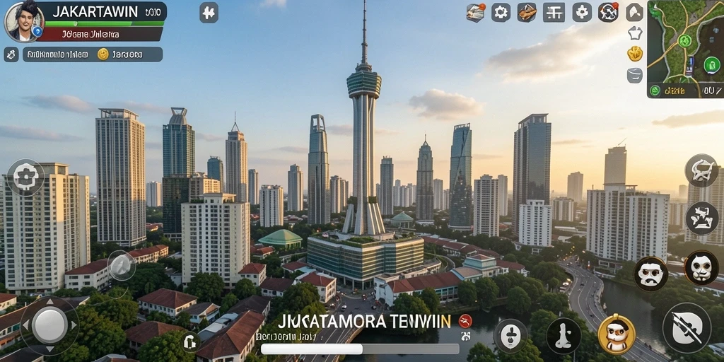 Tampilan gameplay pertahanan menara yang mendebarkan di JAKARTAWIN.