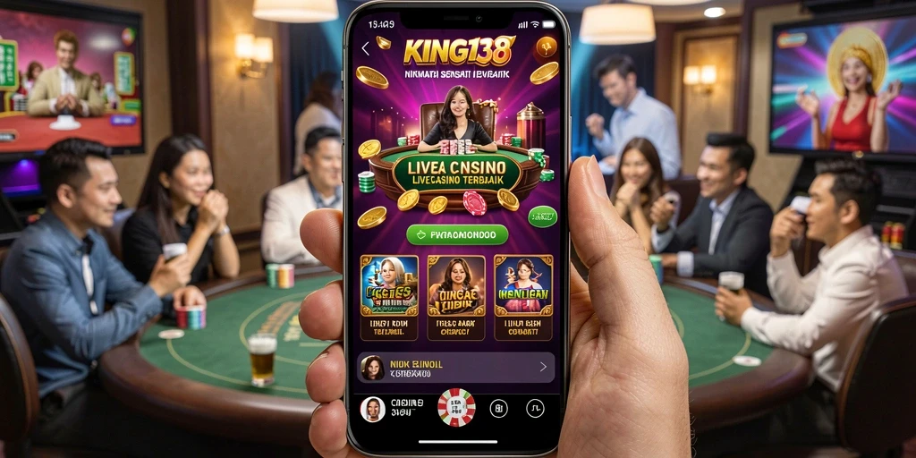 Tangkapan layar KING138 menunjukkan dealer profesional dalam sesi Live Casino yang menarik.