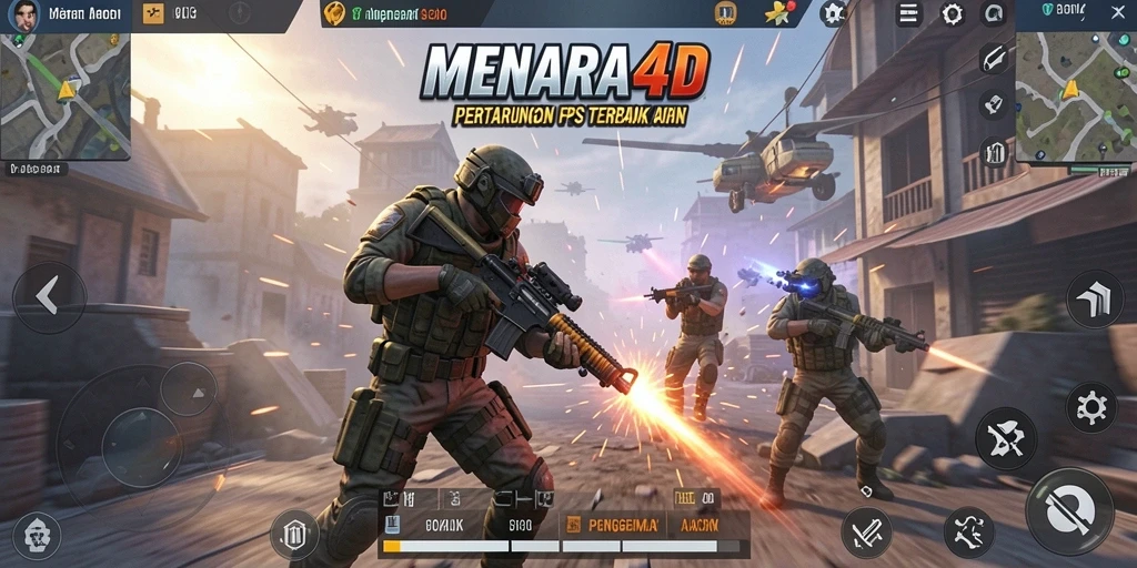Gameplay mendebarkan di MENARA4D dengan pertempuran FPS.