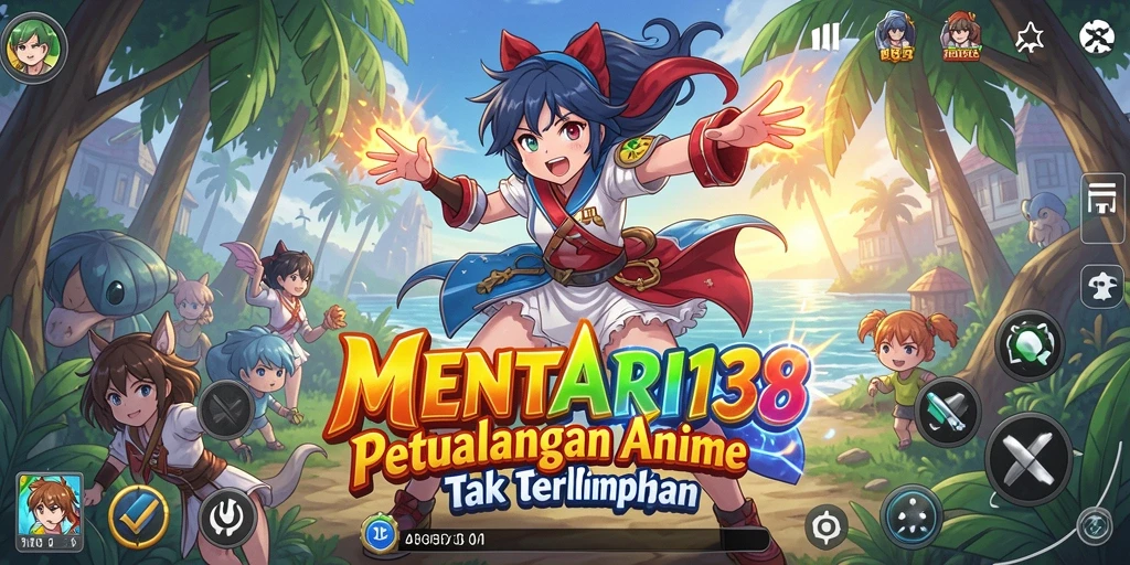 Tampilan gameplay seru dari MENTARI138 dengan karakter Anime.