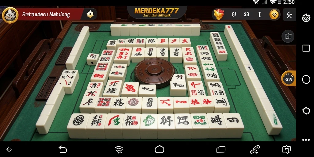 Tampilan gameplay menarik di <strong>MERDEKA777</strong> saat bermain Mahjong dengan ubin yang berwarna-warni.