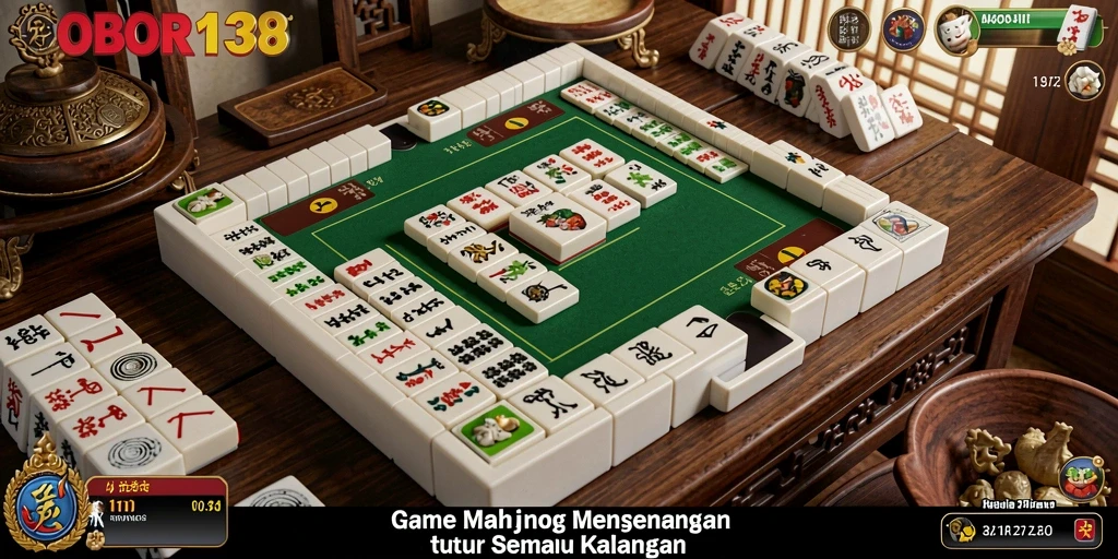 Screenshot gameplay OBOR138 menampilkan pengalaman Mahjong yang seru dan mendebarkan.