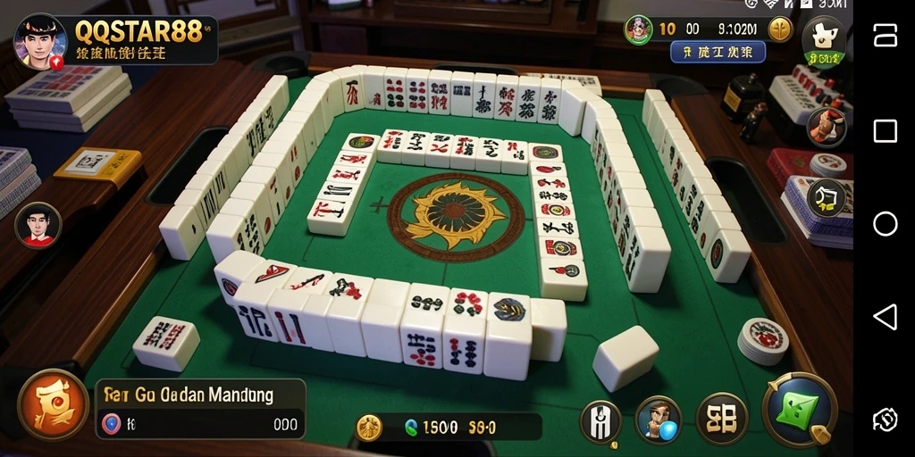 Screenshot gameplay <strong>QQSTAR88</strong> menampilkan suasana permainan Mahjong yang mendebarkan.