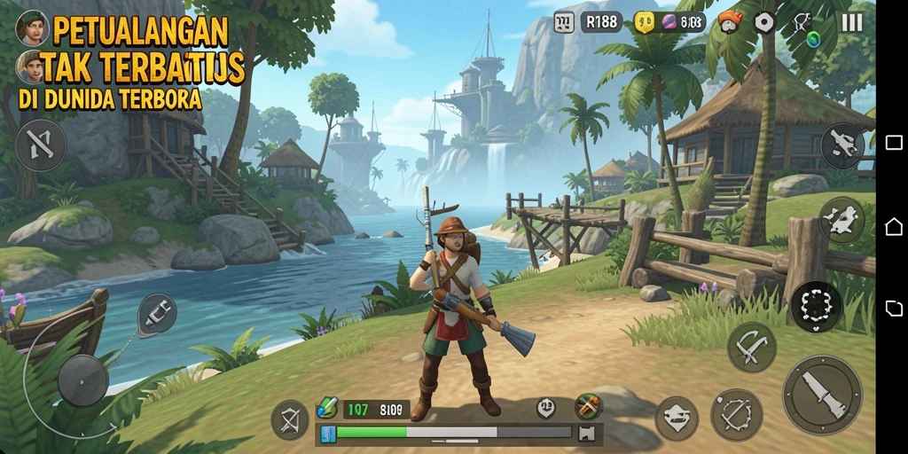 Tangkapan layar gameplay RI188 dengan pemandangan alam yang menakjubkan.