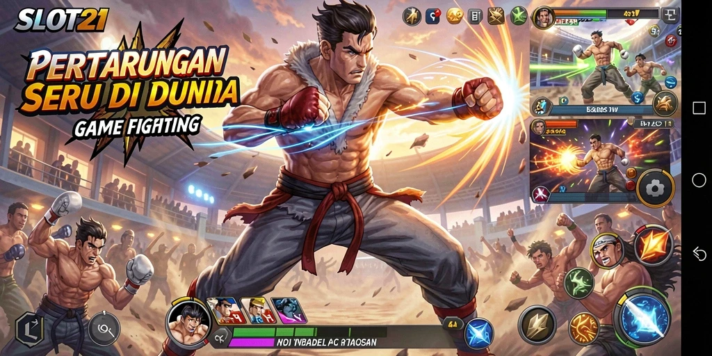 Screenshot dari tindakan pertarungan mendebarkan di SLOT21.