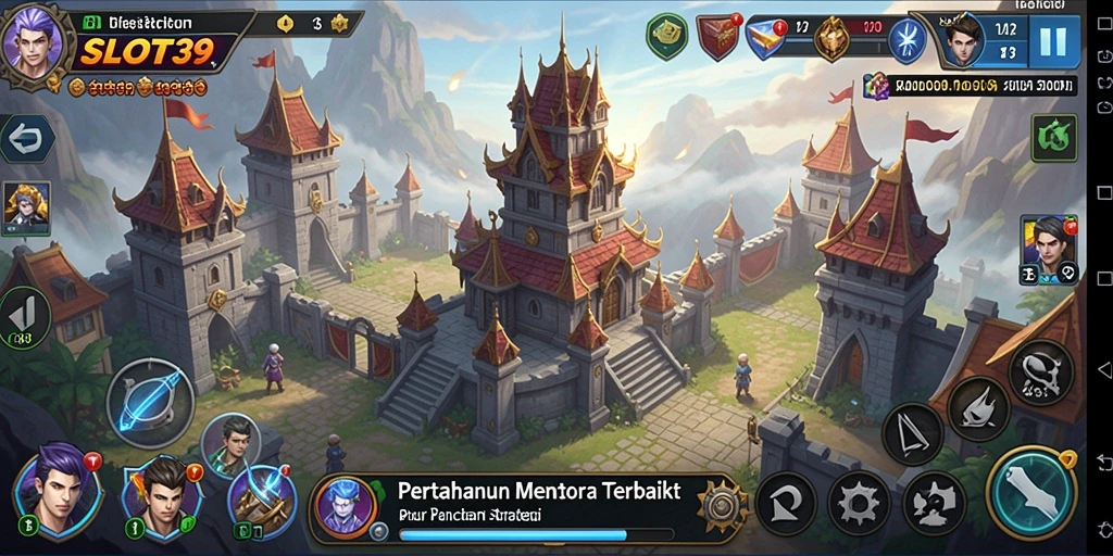 Screenshot menampilkan pertahanan strategis menara dalam SLOT39.