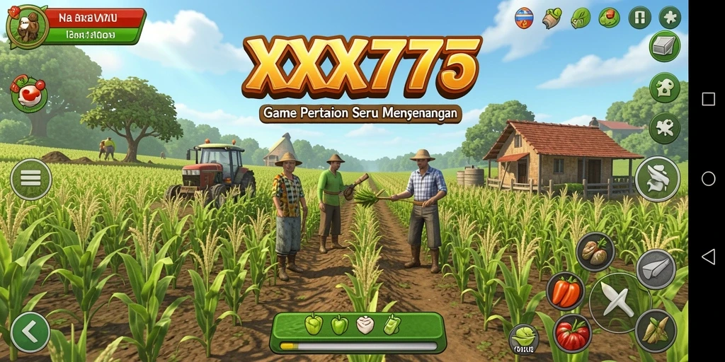 Tampilan gameplay menarik dari XXX777 saat merawat tanaman di pertanian.
